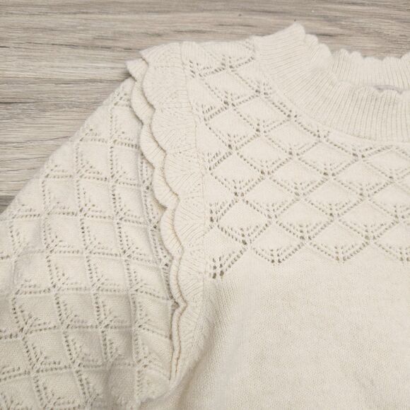 Skies Are Blue Womens Ivory Sweater Size XS Scalloped Pullover - Picture 4 of 9